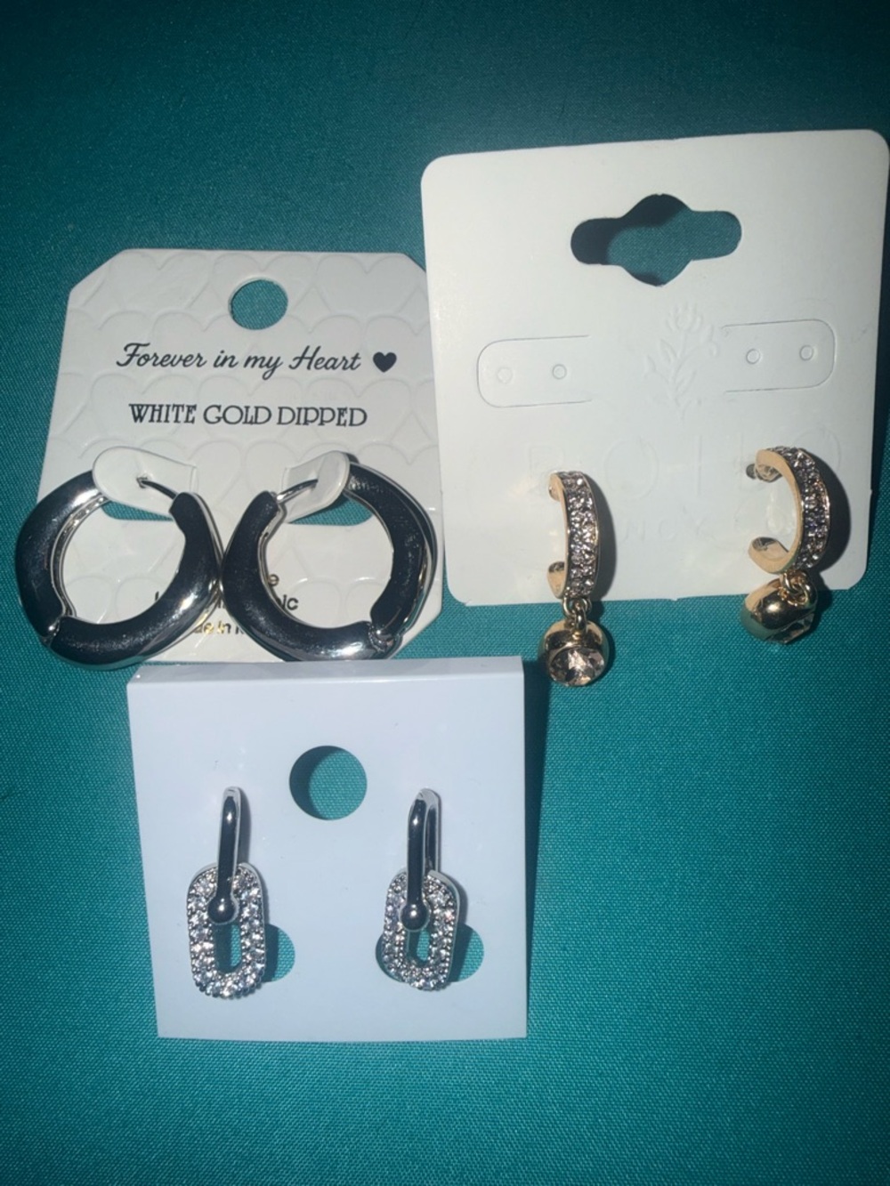Trendy boutique Silver & Gold Mixed-Metal Earring Trio
